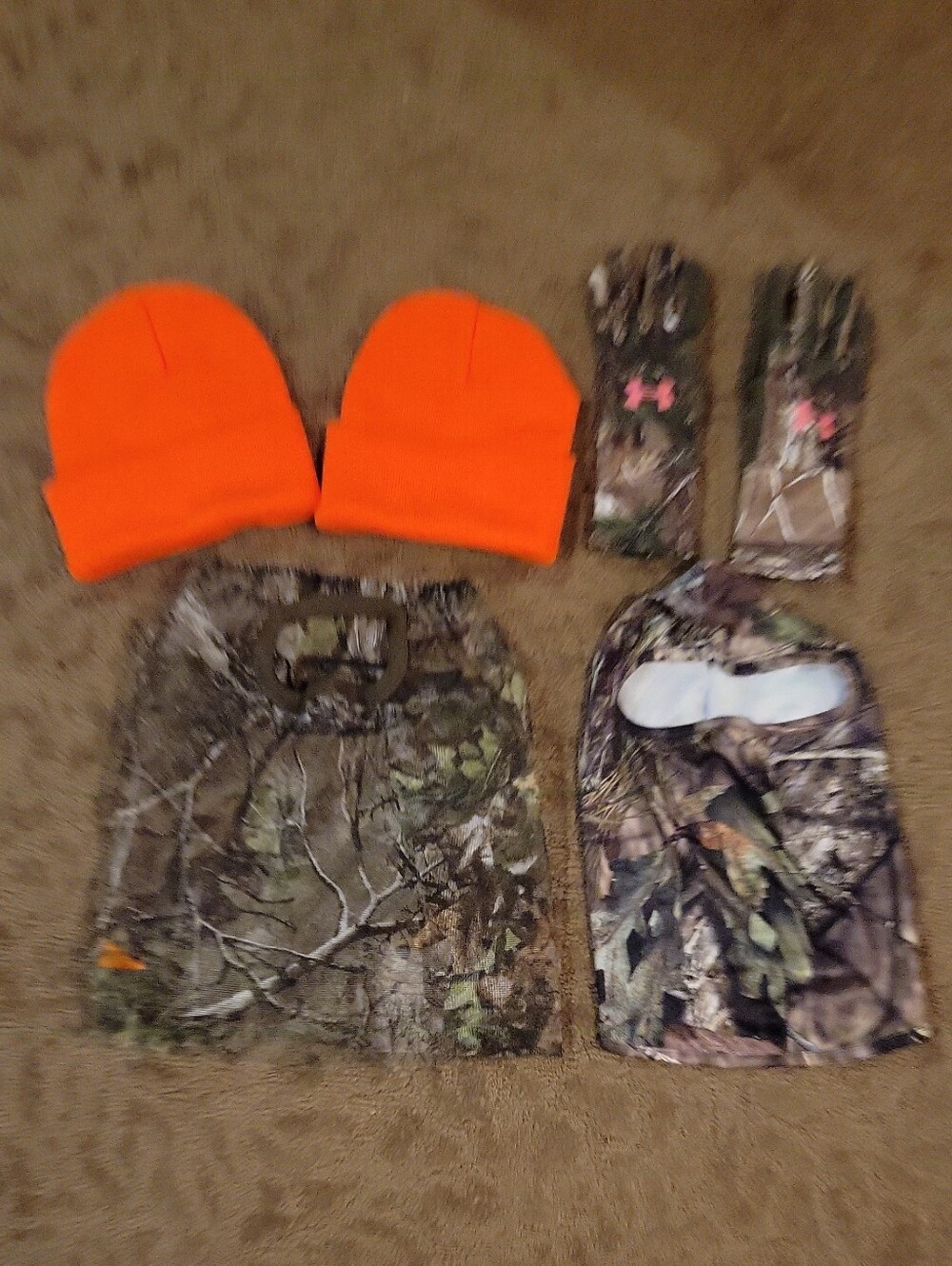 Youth Camouflage Hunting Accessories with Orange Beanies